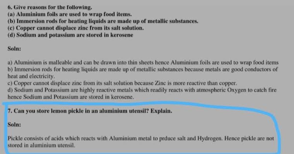 Can You Store Lemon Pickle in an Aluminium Utensil Explain