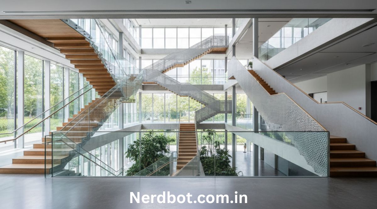 Architectural Stair Placements Open Building.